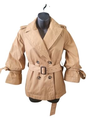 Banana Republic Tan Short Trench Coat with Belted Waist
